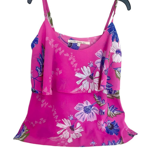 Rachel Roy Pink Floral Ruffled Tank Top - Picture 2 of 6
